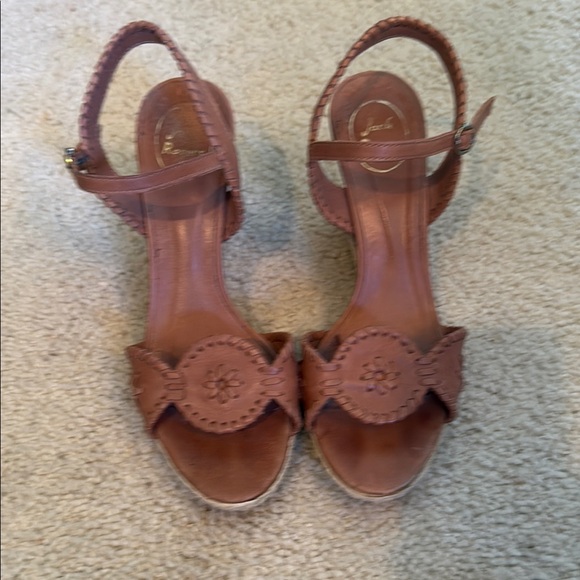 Jack Rogers Brown Leather Sandals with Medallion Detail - Picture 1 of 7